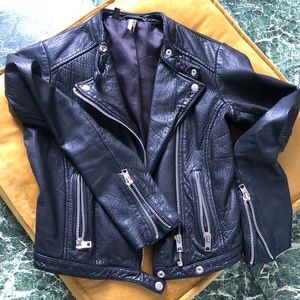 Black genuine leather topshop jacket